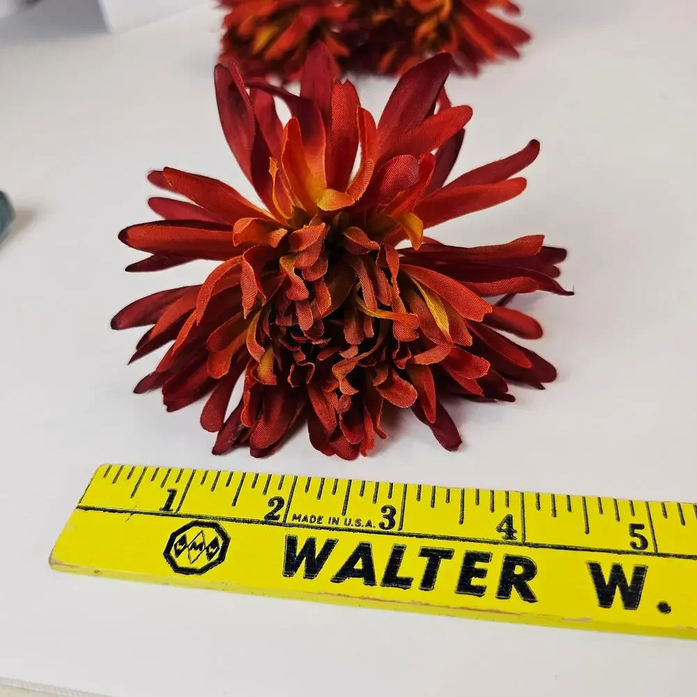 43 Pc Artificial Silk Fall Flower Stems Red Orange Yellow Floral Craft Decor Lot